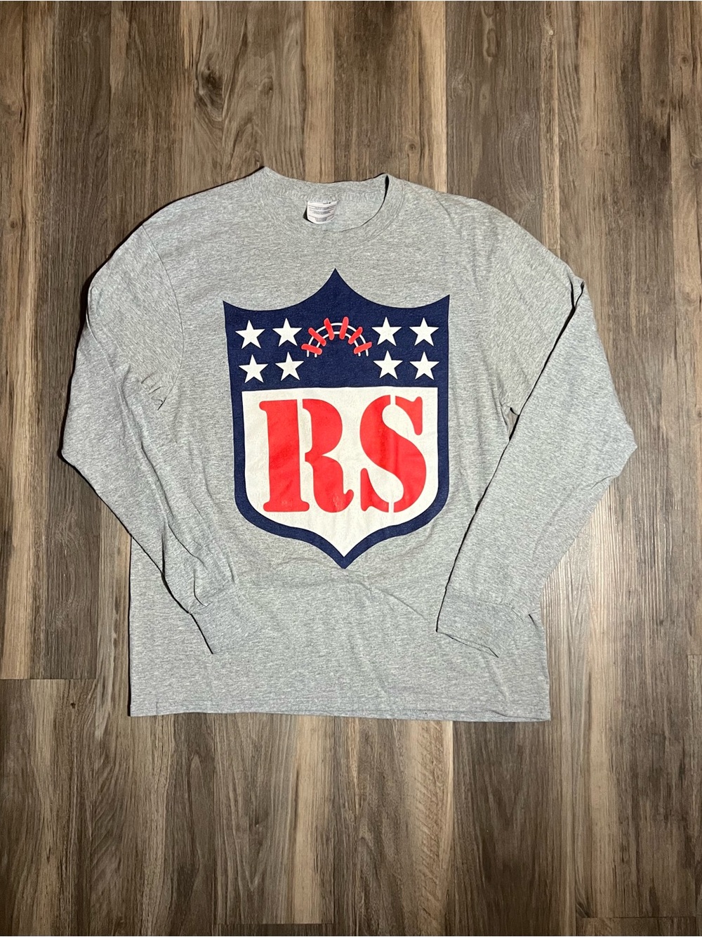 Retro Y2K RS Logo Graphic Print Long Sleeve T-Shirt NFL Style Drafting